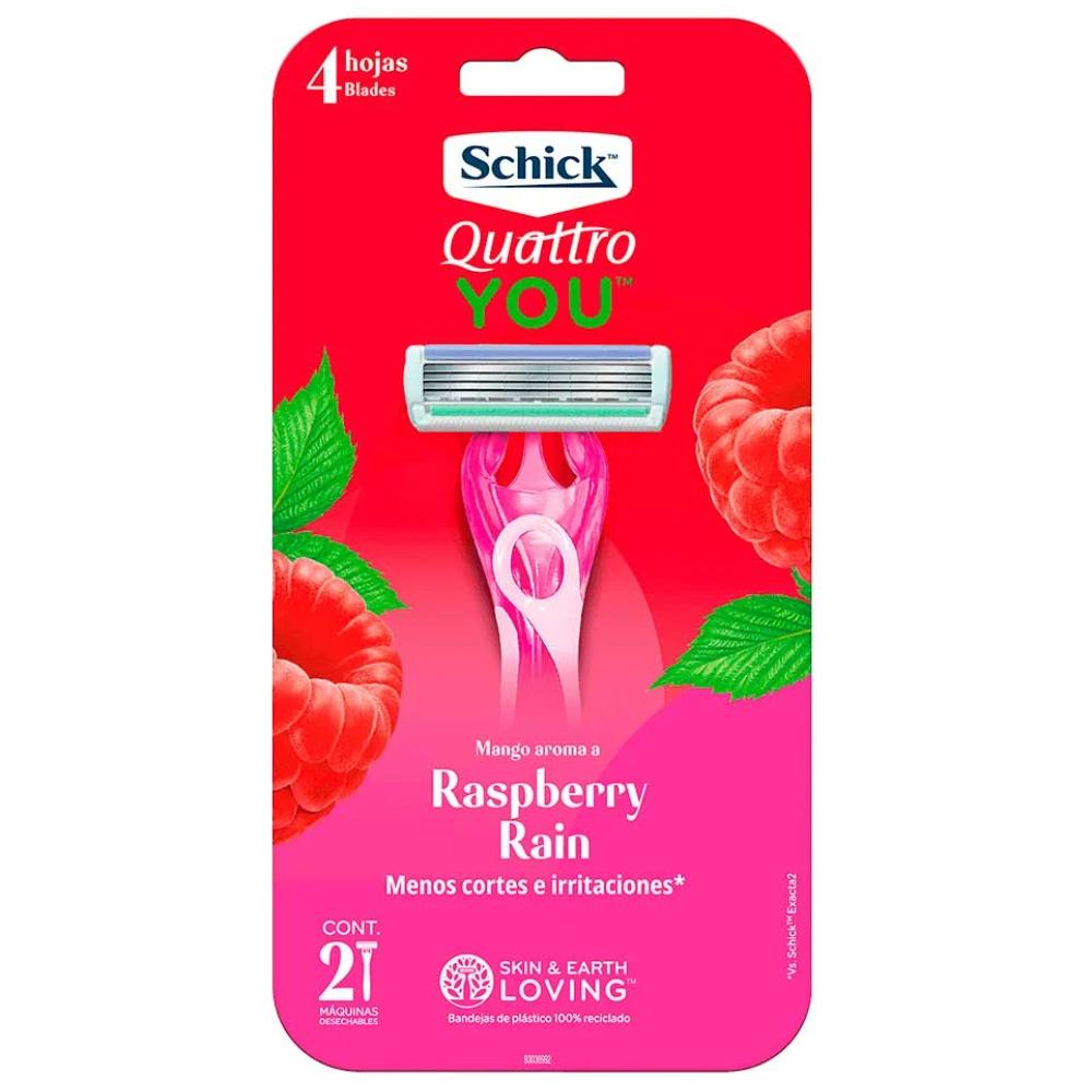Afeitadora Schick Quattro Raspberry Rain 2 Unidades