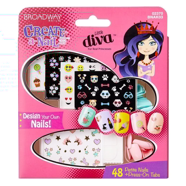Uñas Postizas Adhesivas Little Diva Art Kit Create A Nail 48 Unidades