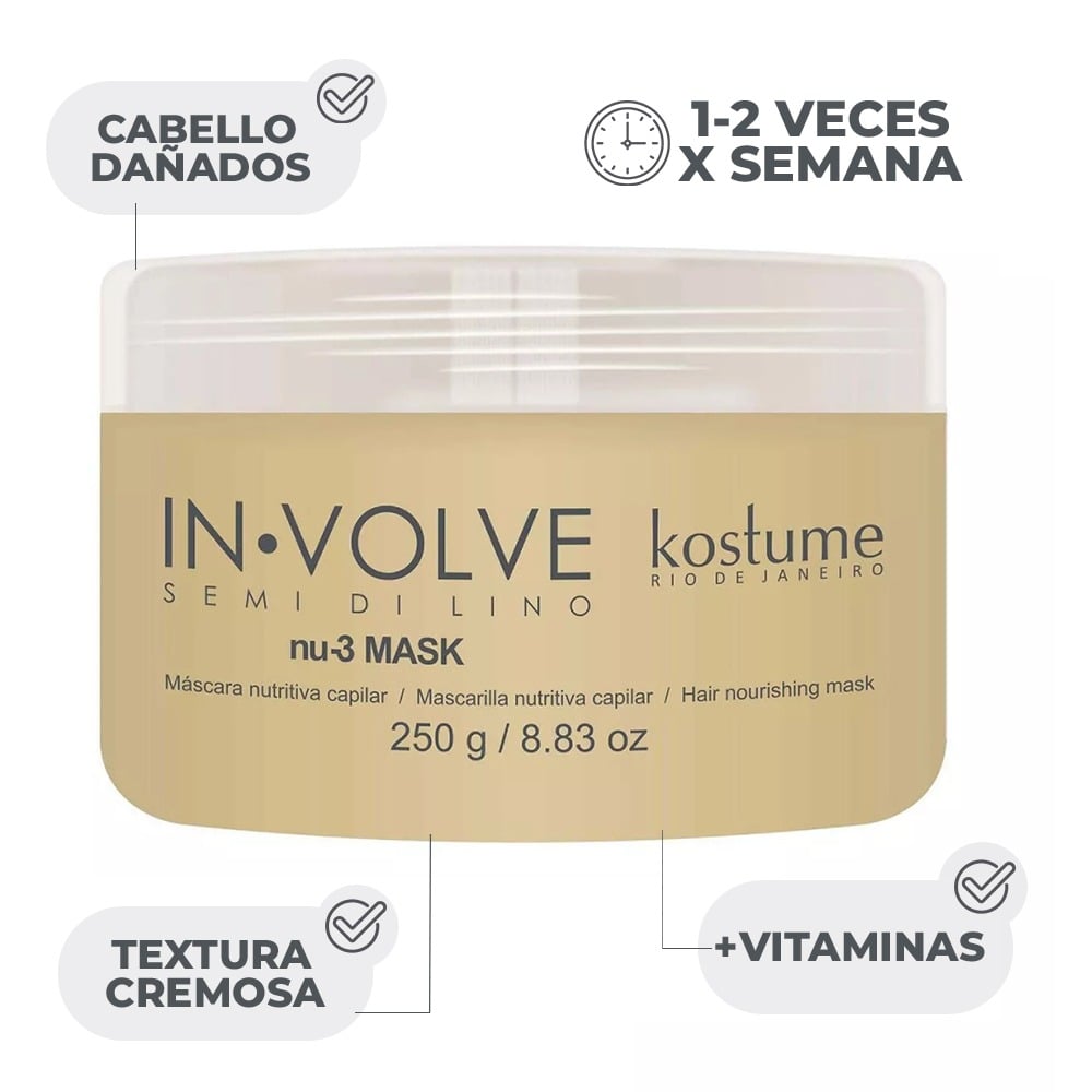 Mascarilla Capilar Kostume Involve Semi de Lino 250 ml