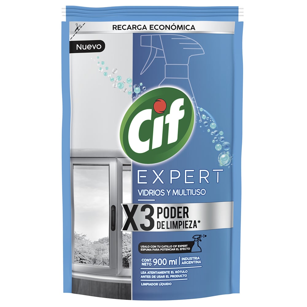 Limpiador Cif Líquido Expert Vidrios y Multiuso 900 ml