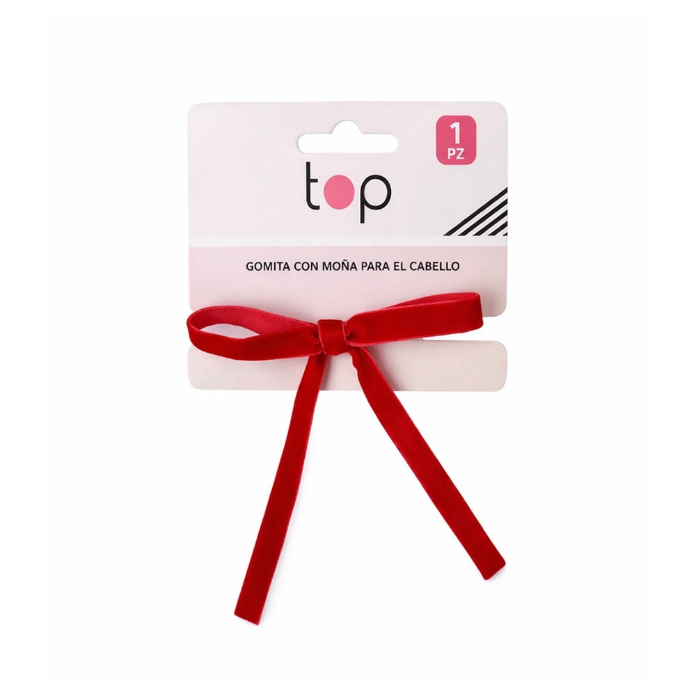 Gomita para el Pelo Top con Moña Roja 1 Unidad