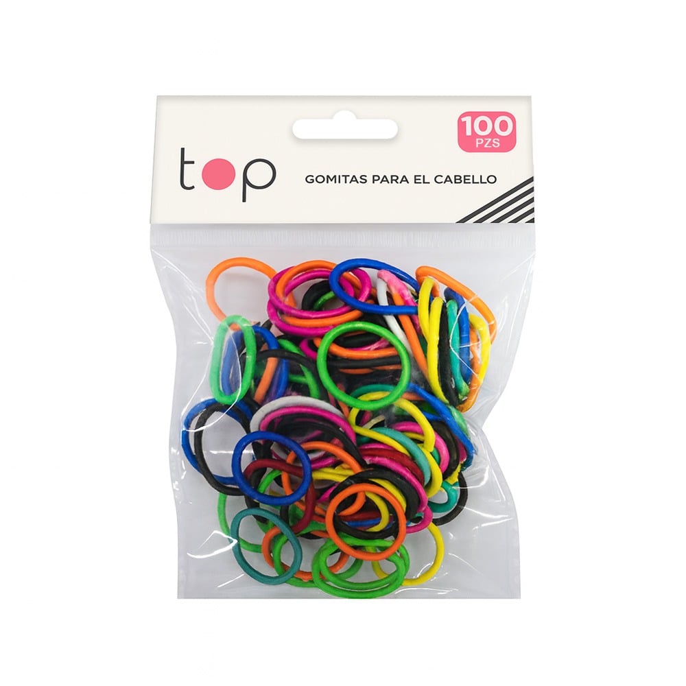 Gomitas Finas para el Pelo Top 100 Unidades Varios Colores