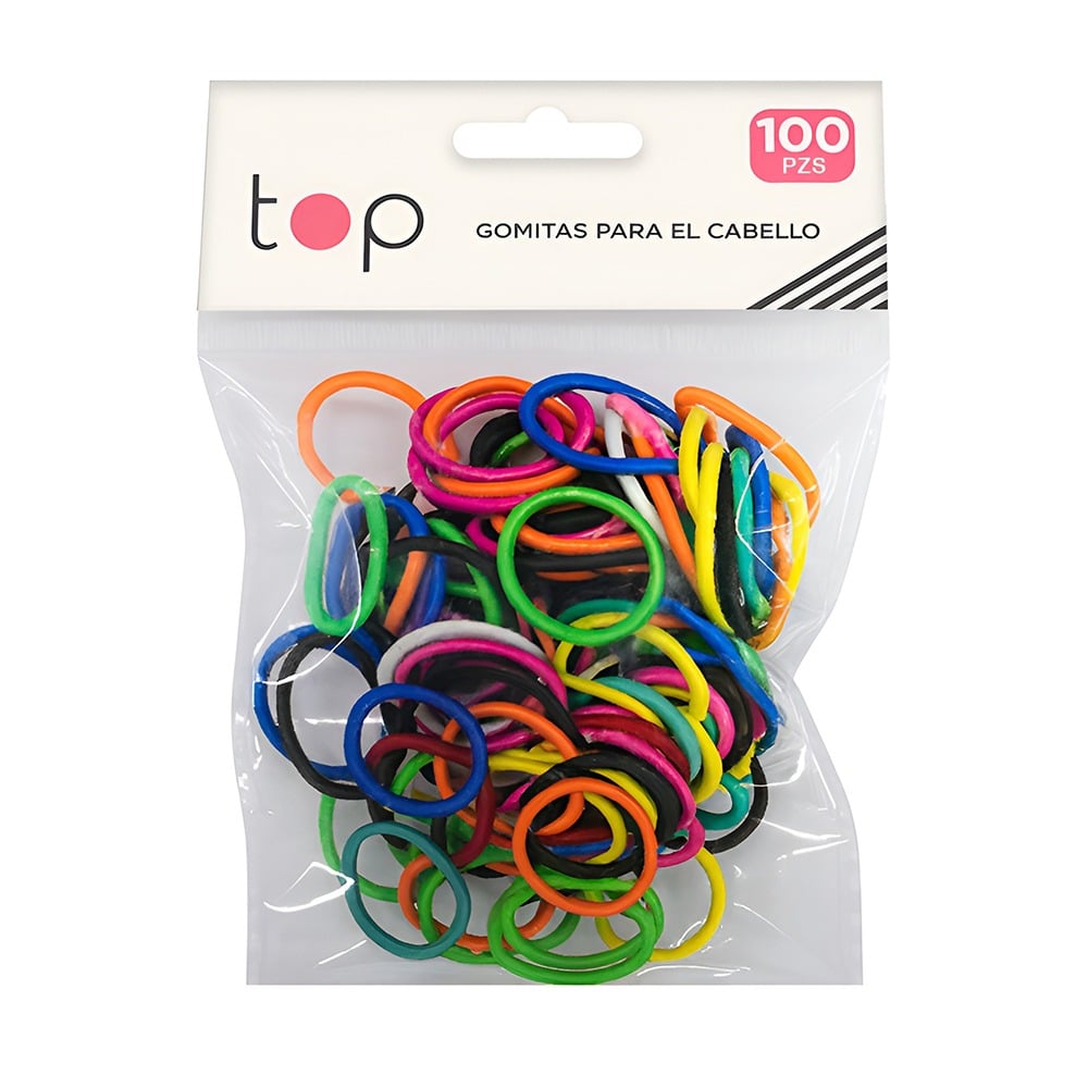 Gomitas Finas para el Pelo Top 100 Unidades Varios Colores