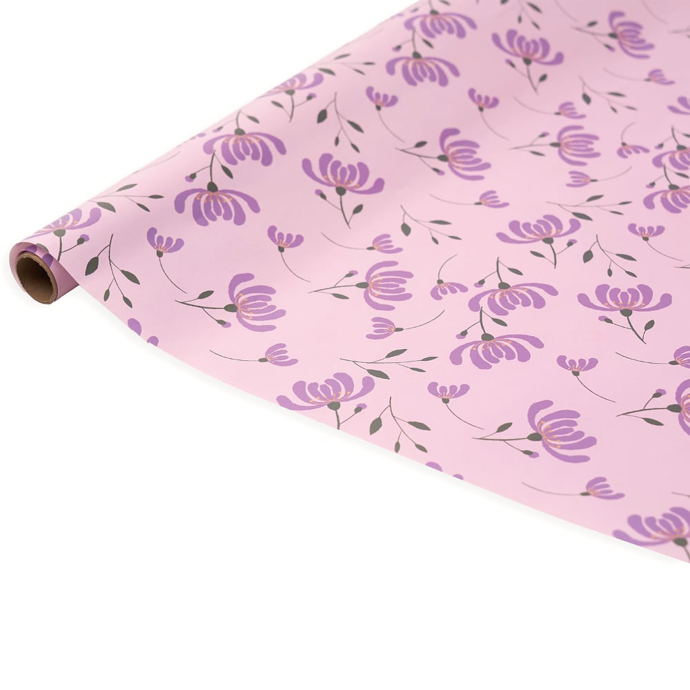 Papel De Regalo Happy Paper Flor Lila 50 x 70 cm