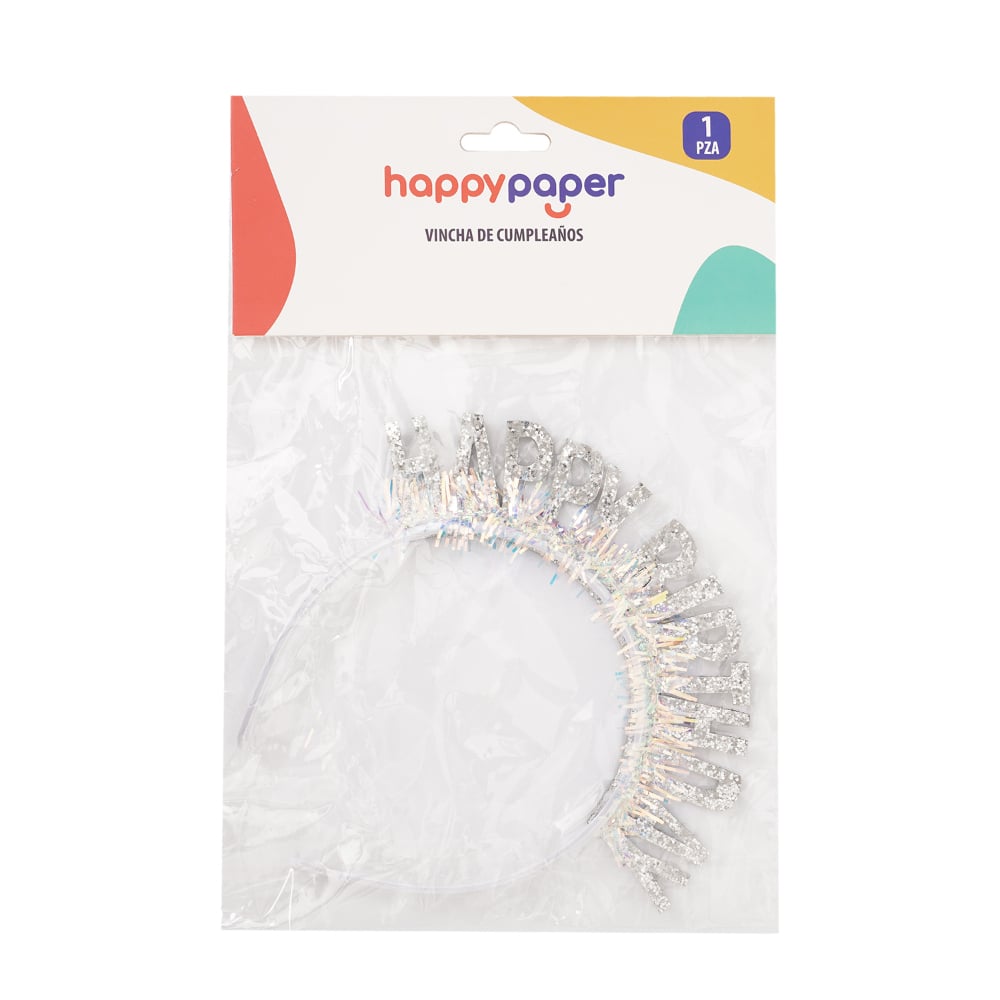 Vincha de Cumpleaños Happy Paper Colores Surtidos 1 Unidad 