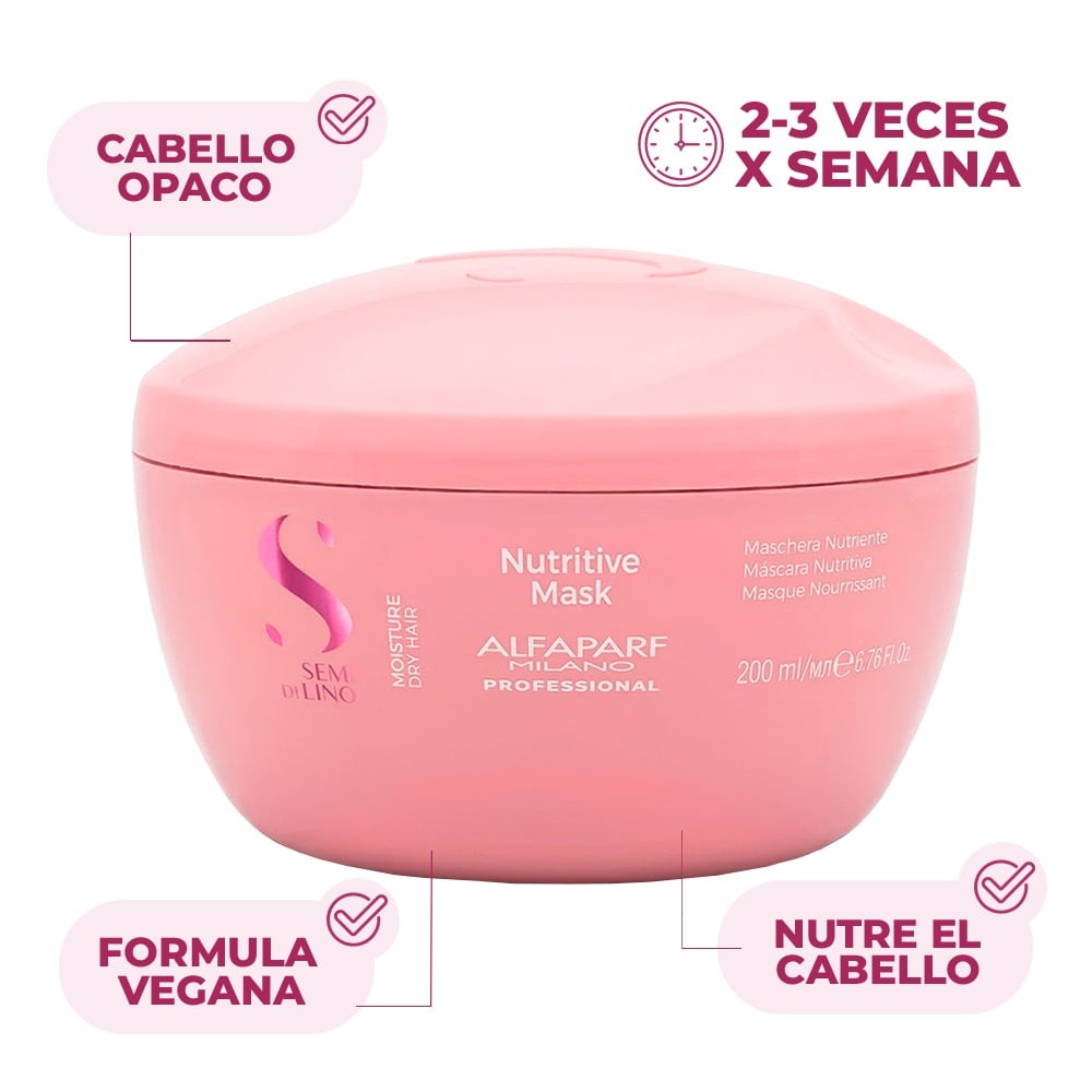 Mascarilla Capilar Alfaparf Semi Di Lino Moisture 200 ml
