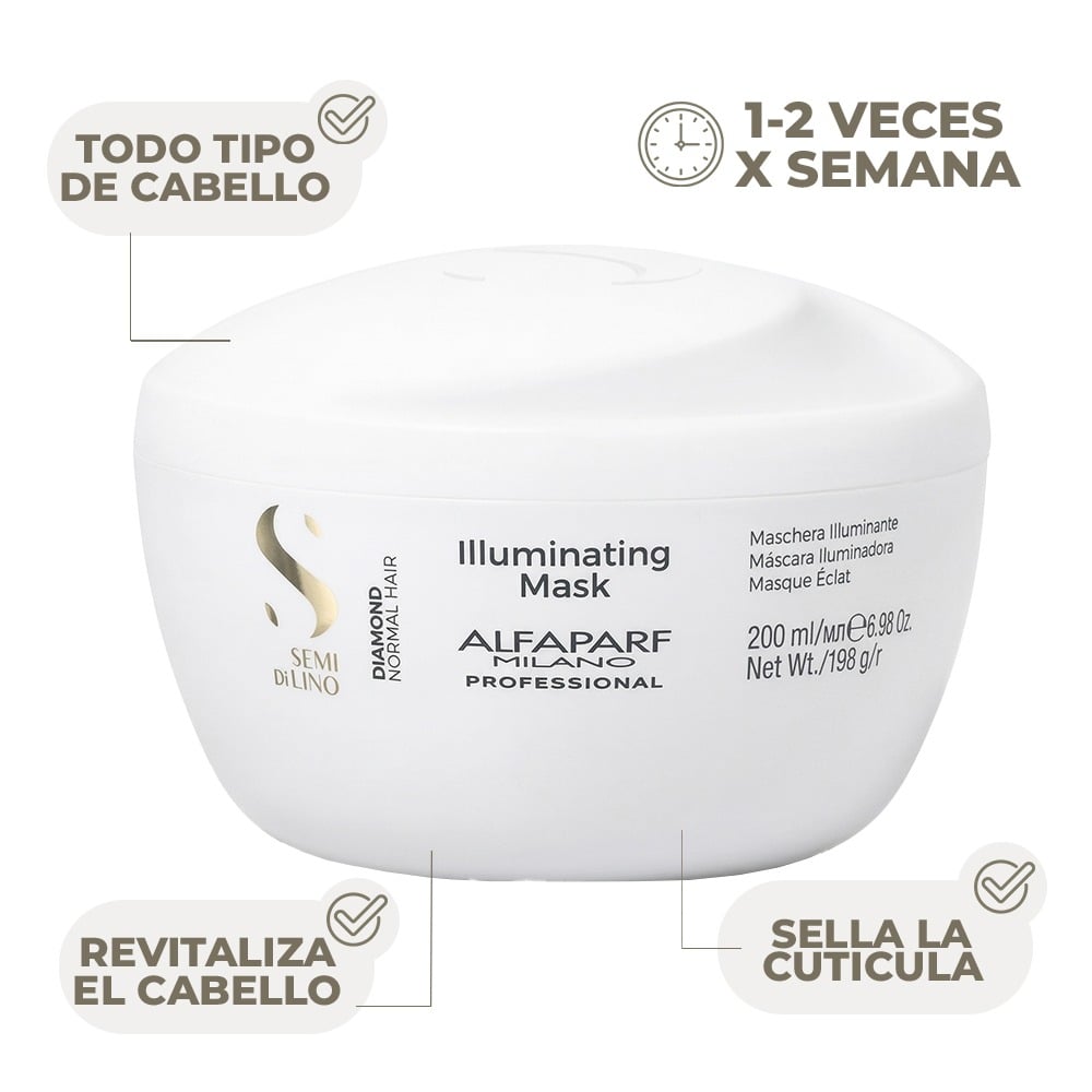 Mascarilla Capilar Alfaparf Semi Di Lino Iluminadora 200 ml