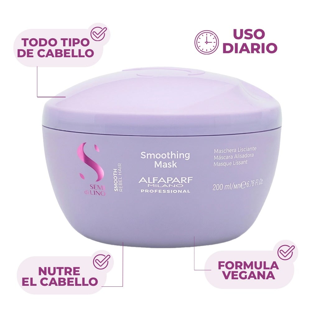Mascarilla Capilar Alfaparf Semi Di Lino Smooth 200 ml