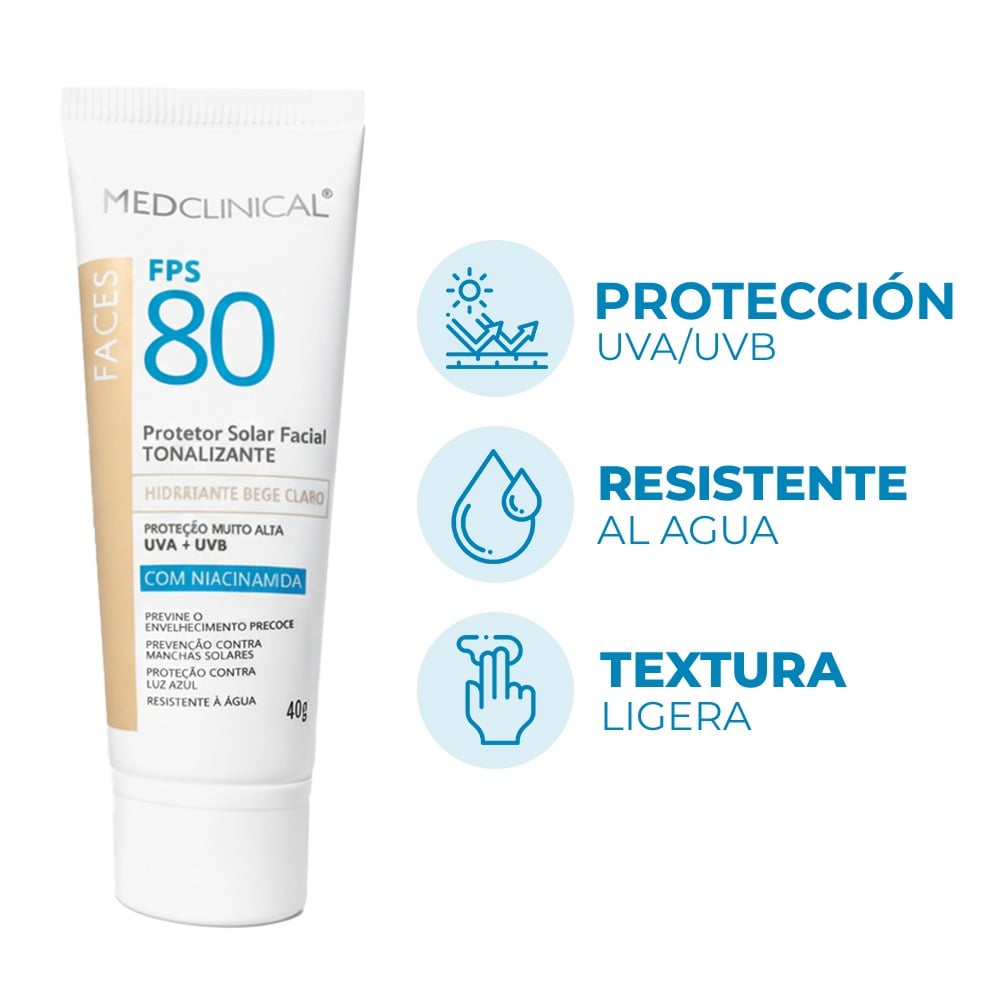Protector Solar Medclinical Facial Beige Claro FPS80 40 g