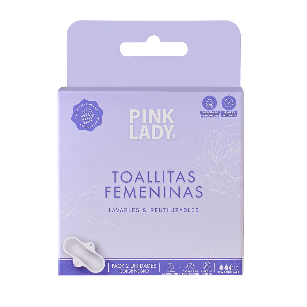 Toallitas Femeninas Pink Lady Reutilizables (100 Lavados) 2 Unidades