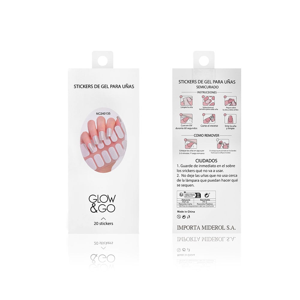Uñas Postizas Adhesivas en Gel Glow & Go para Lámpara UV Blanco