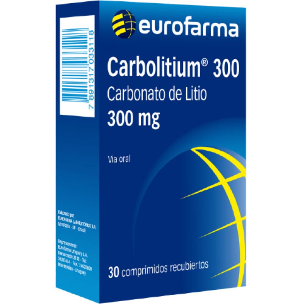 Carbolitium 300 mg 30 Comprimidos Recubiertos