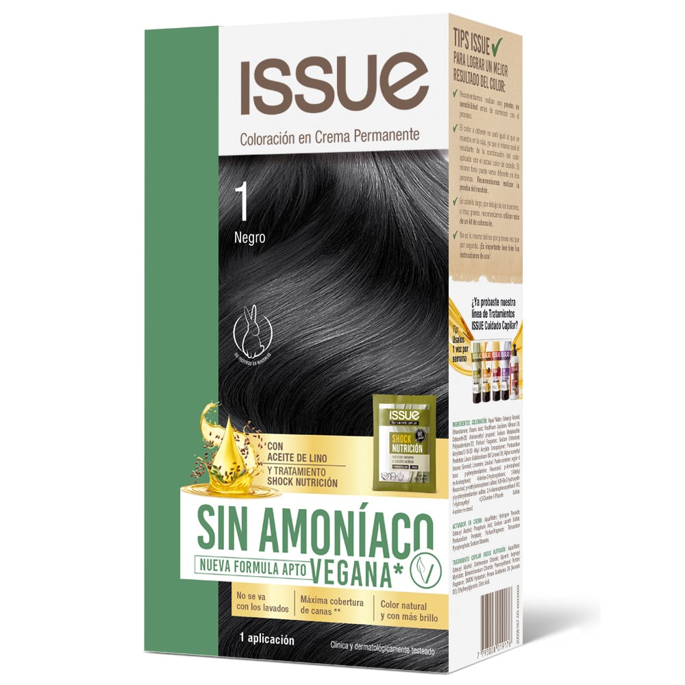 Kit Tinta Issue sín Amoníaco N°1 Negro