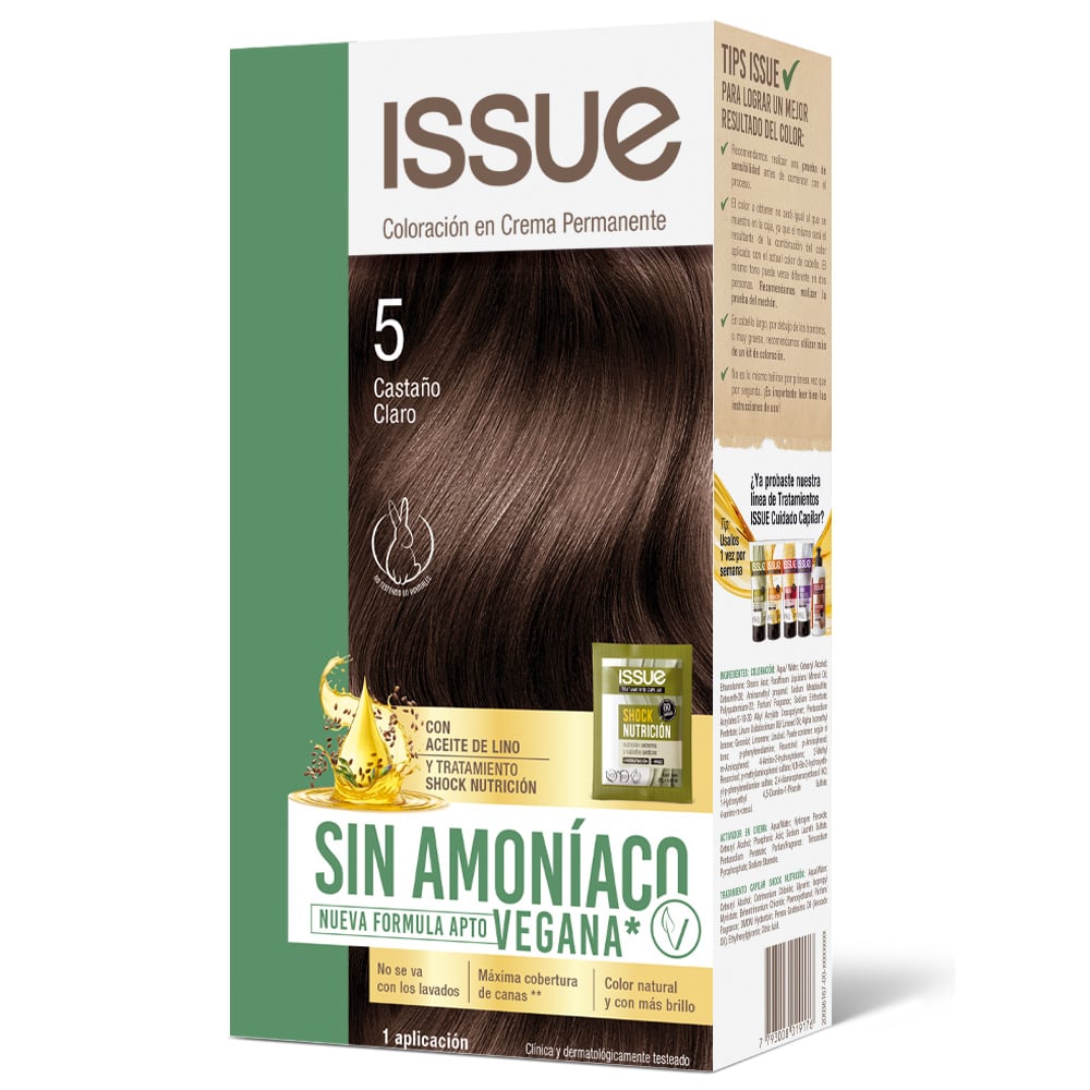 Kit Tinta Issue sín Amoníaco N°5 Castaño Claro