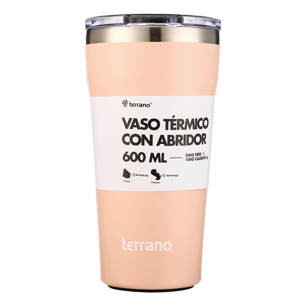 Vaso Térmico Terrano con Destapador Rosado 600 ml