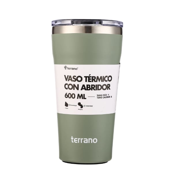 Vaso Térmico Terrano con Destapador Verde 600 ml
