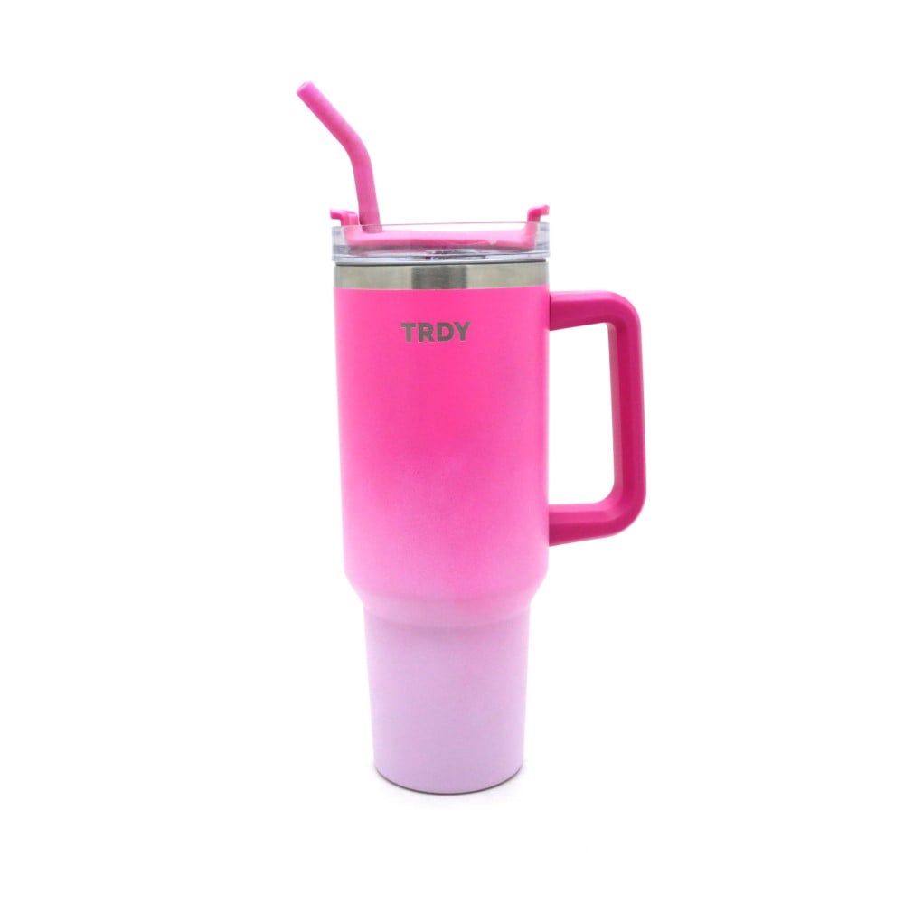Vaso Térmico Trendy con Tapa y Sorbete Rosa 1.2 l