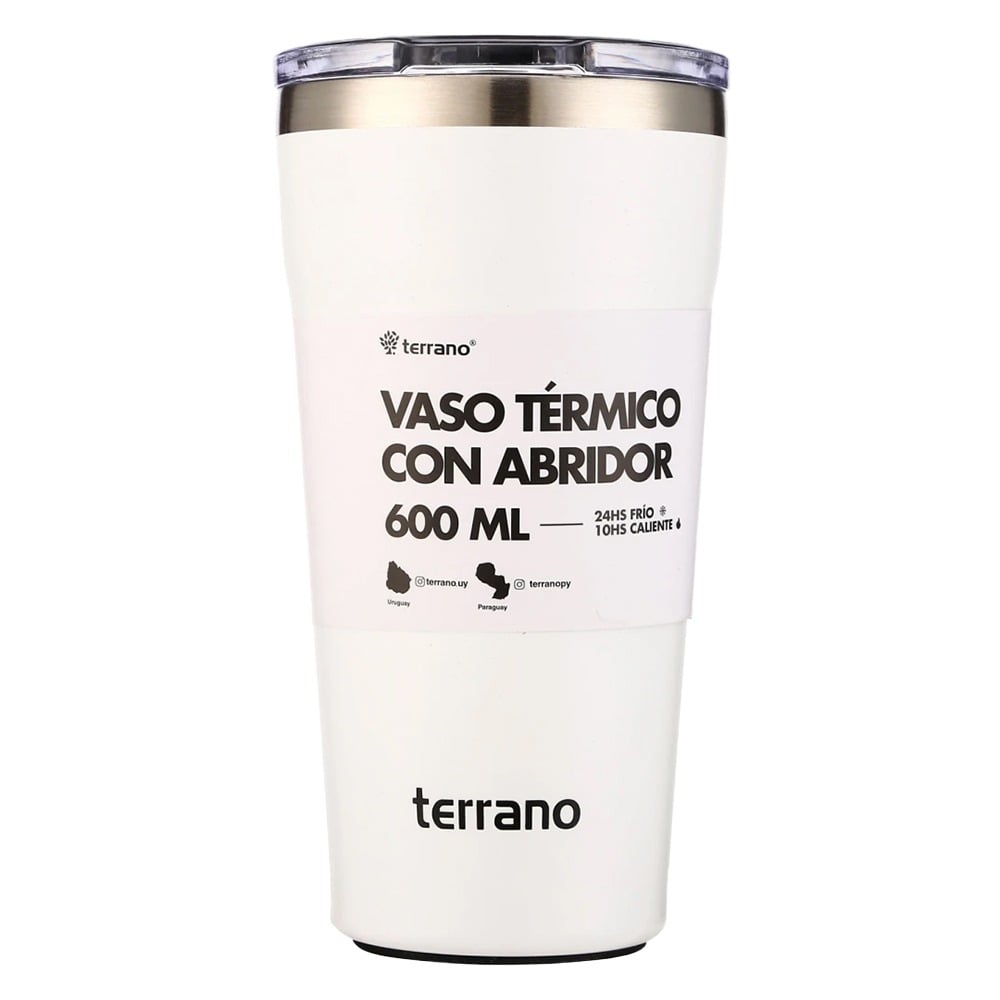 Vaso Térmico Terrano con Destapador Blanco 600 ml
