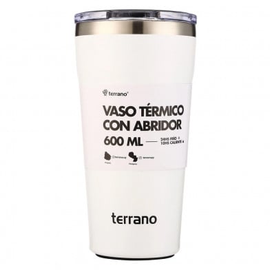 Vaso Térmico Terrano con Destapador Blanco 600 ml