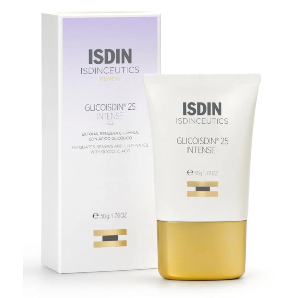 Gel facial renovador Isdin Glicoisdin 25 Intense con alta concentración de ácido glicólico de 50ml.