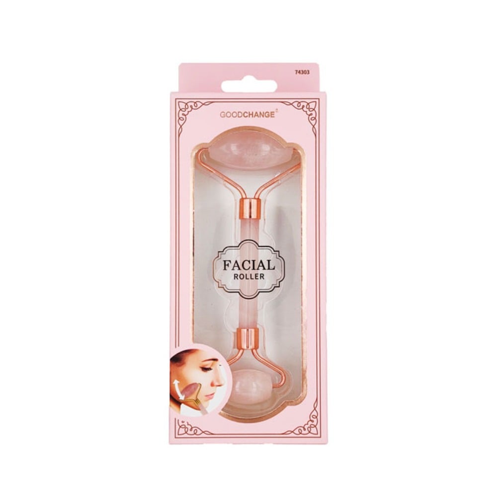 Rodillo Masajeador Hortensia Facial Cuarzo Rosa