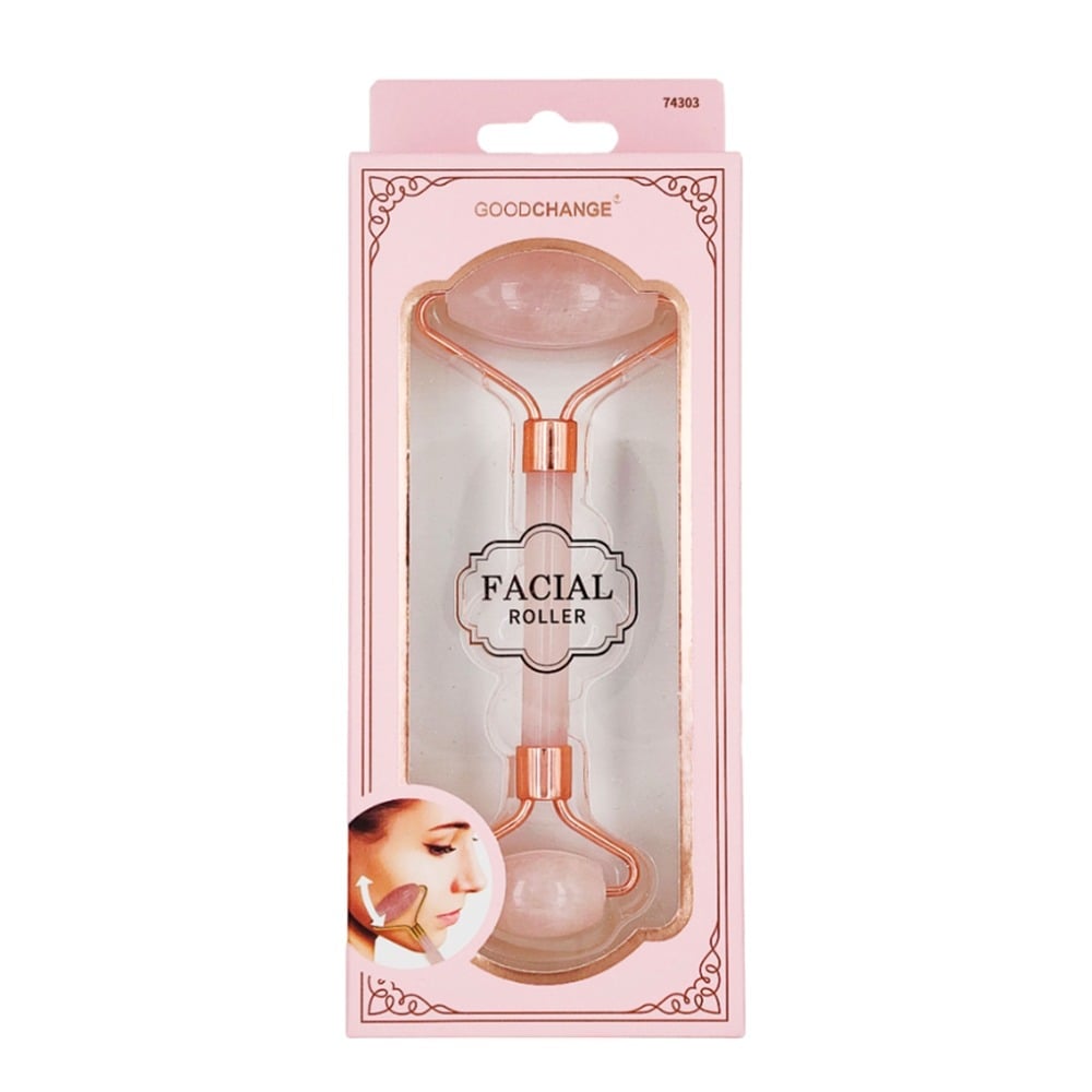 Rodillo Masajeador Hortensia Facial Cuarzo Rosa