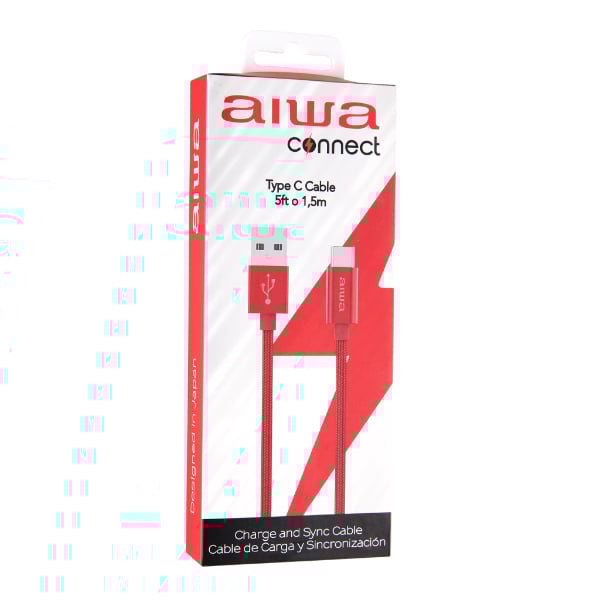 Cable de Carga Aiwa Tipo C USB A/M 1.5 m Rojo