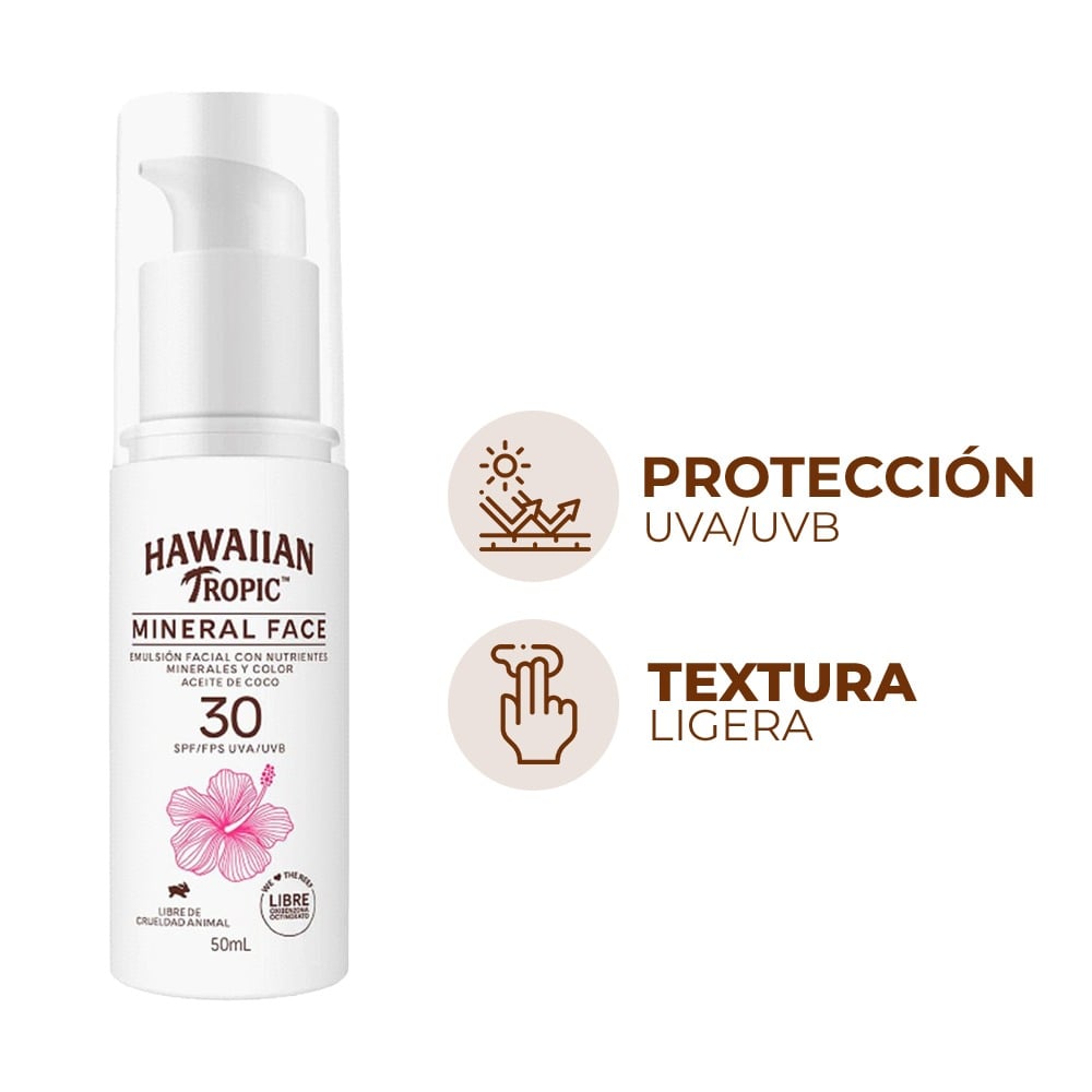 Protector Solar Hawaiian Tropic Mineral Facial FPS30 50 ml
