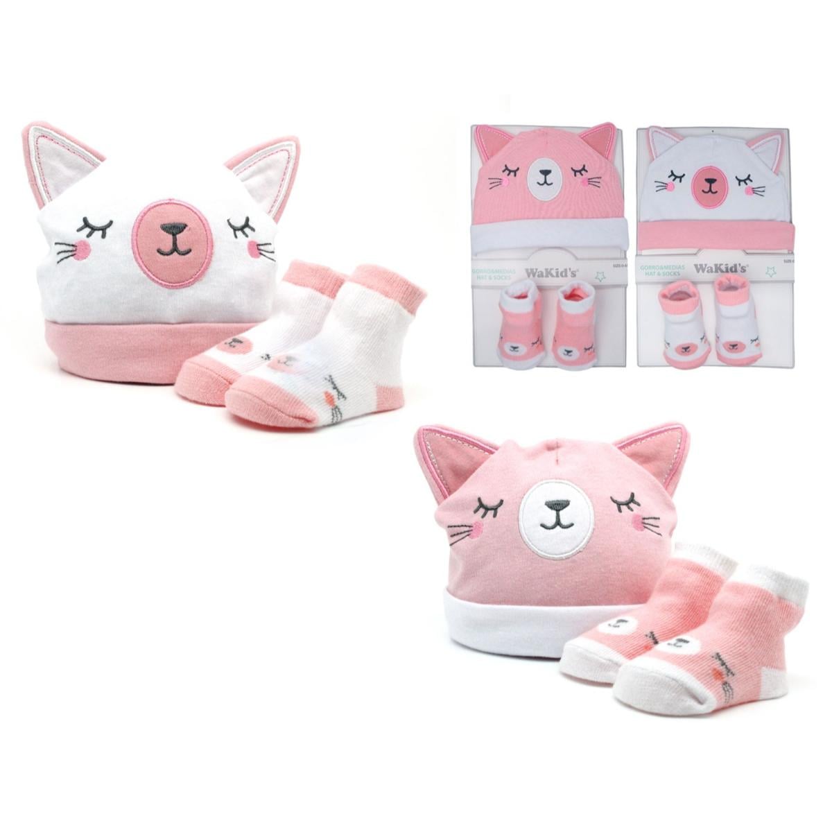 Set Gorro y Medias de Algodón Akas Rosado 0 a 6 Meses Diseños Surtidos