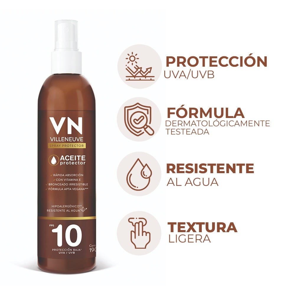 Aceite Solar Villeneuve FPS10 190 ml