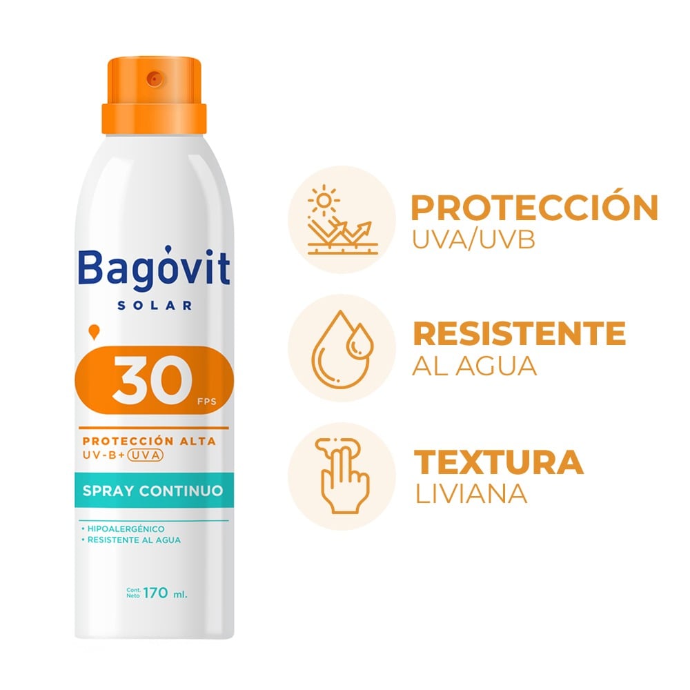 Protector Solar Bagovit FPS30 Spray Continuo 170 ml