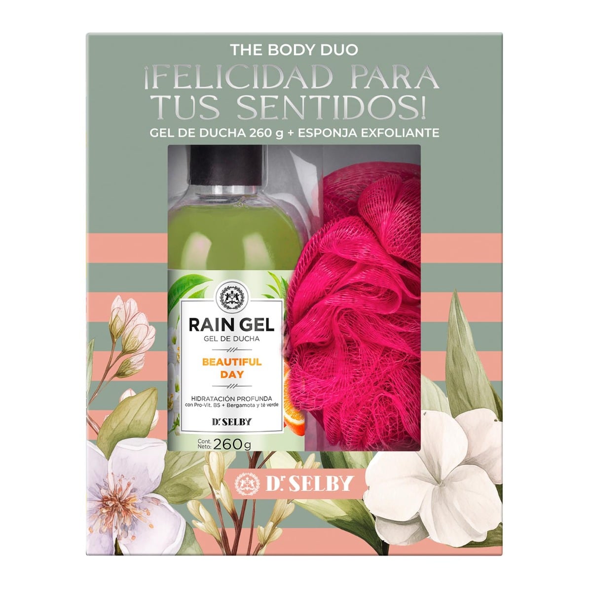 Set Gel de Ducha Rain Gel Beautiful Day 260 g + Esponja de Baño