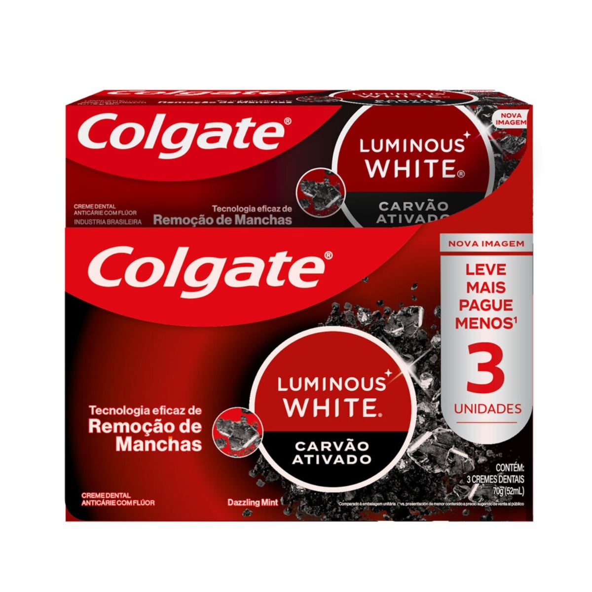 Pasta de Dientes Colgate Luminous White Carbon 3 Unidades de 70 g