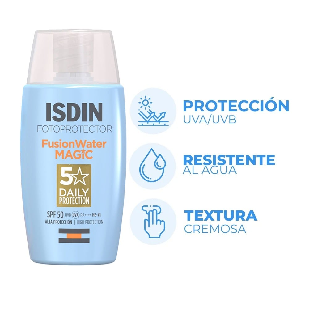 Protector Solar Facial Isdin Fusion Water Magic FPS50 Textura Ultra Ligera 50 ml