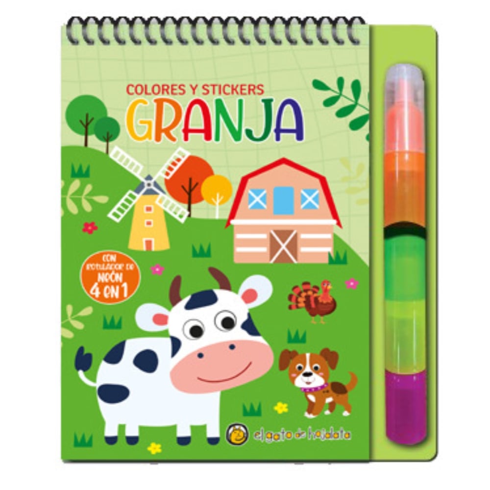 Libro Colores 4 en 1 y stickers: granja