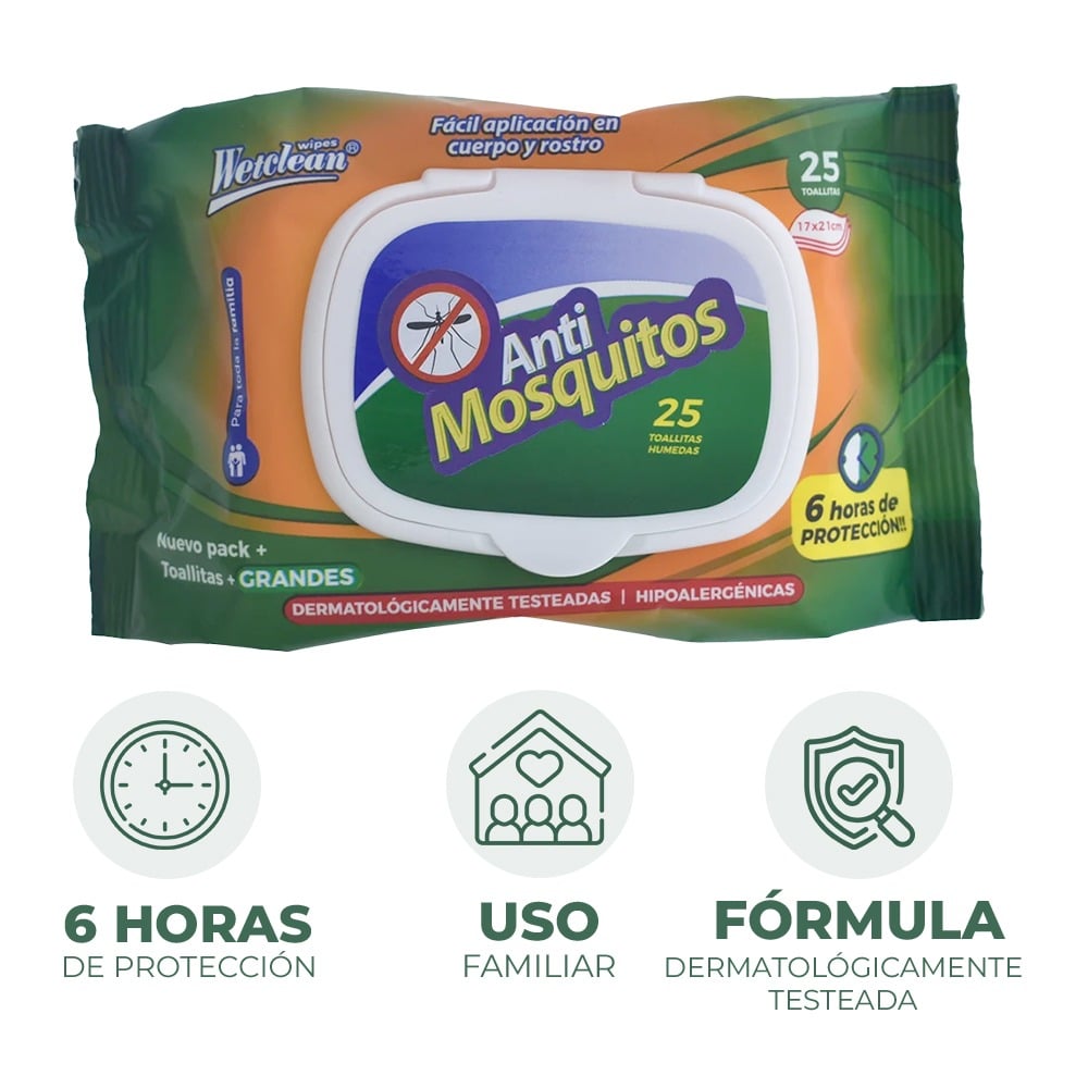 Toallitas Wetclean Antimosquitos 25 Unidades