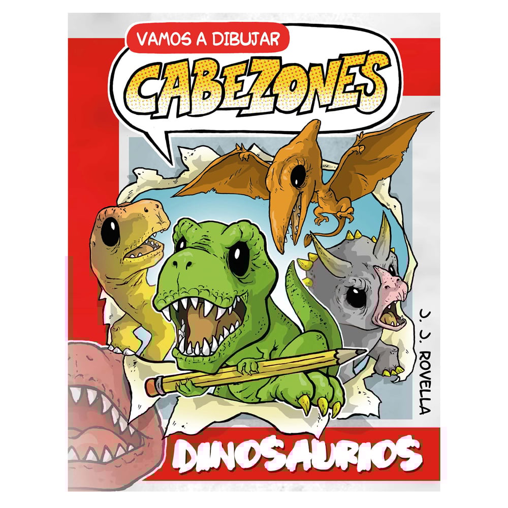 Libro Vamos a dibujar cabezones - dinosaurios