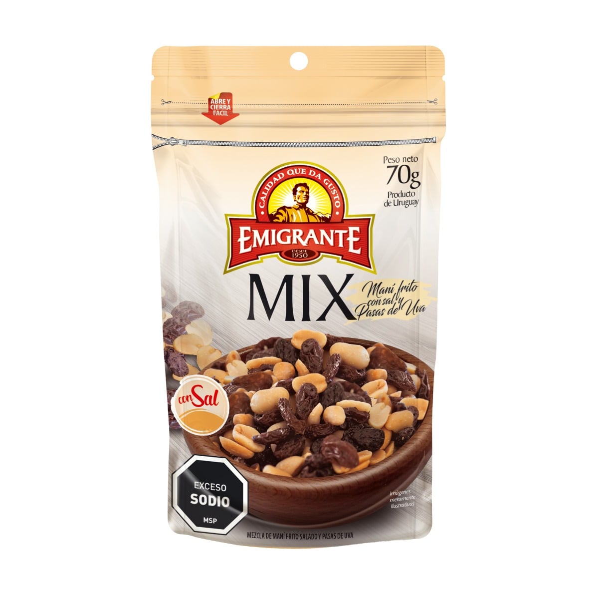 Mix Emigrante Mani Salado + Pasas de Uva 70 Gg