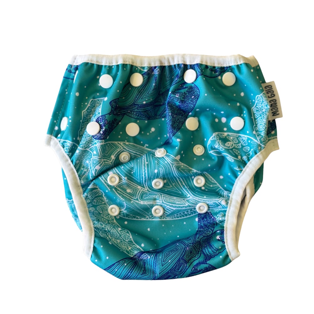 Pañal de Agua Reutilizable Mama Gaia Ballenas Azul 4 a 17 kg 1 Unidad