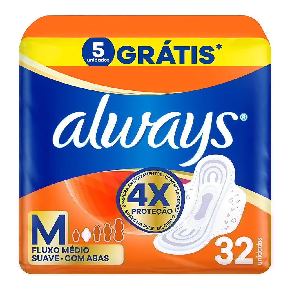 Toallitas Femeninas Always Maxi Diurna con Alas M 32 Unidades