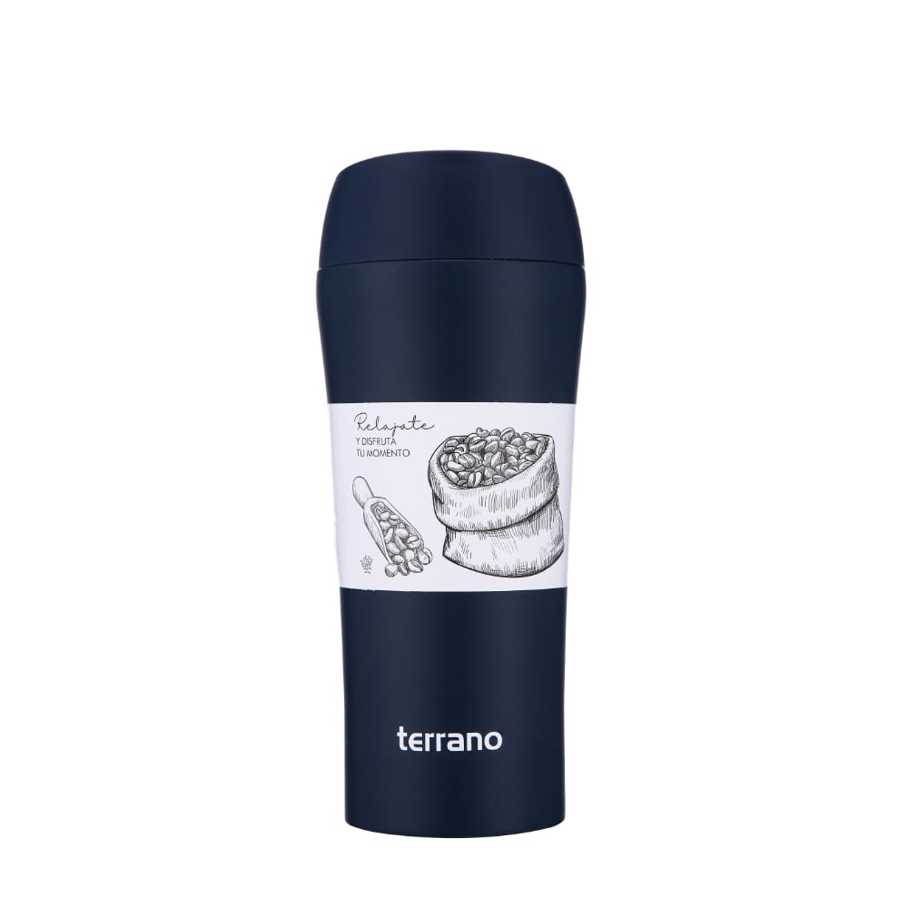 Vaso Térmico Terrano Con Botón Azul 450 ml