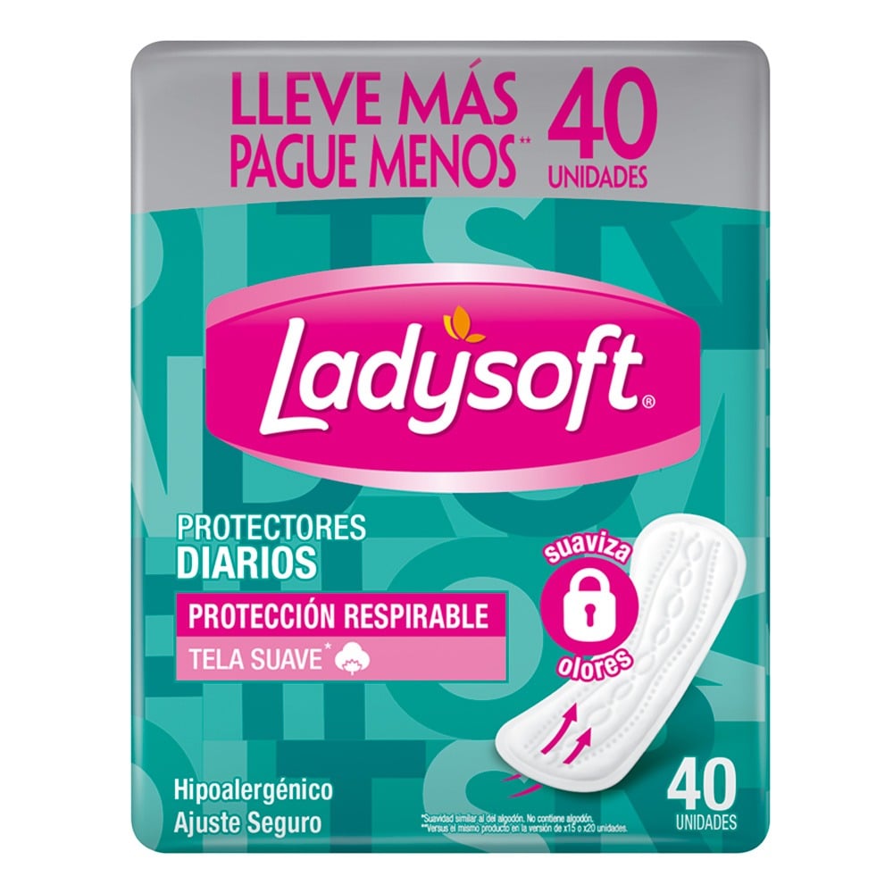 Protectores Diarios Ladysoft Protección Respirable 40 Unidades