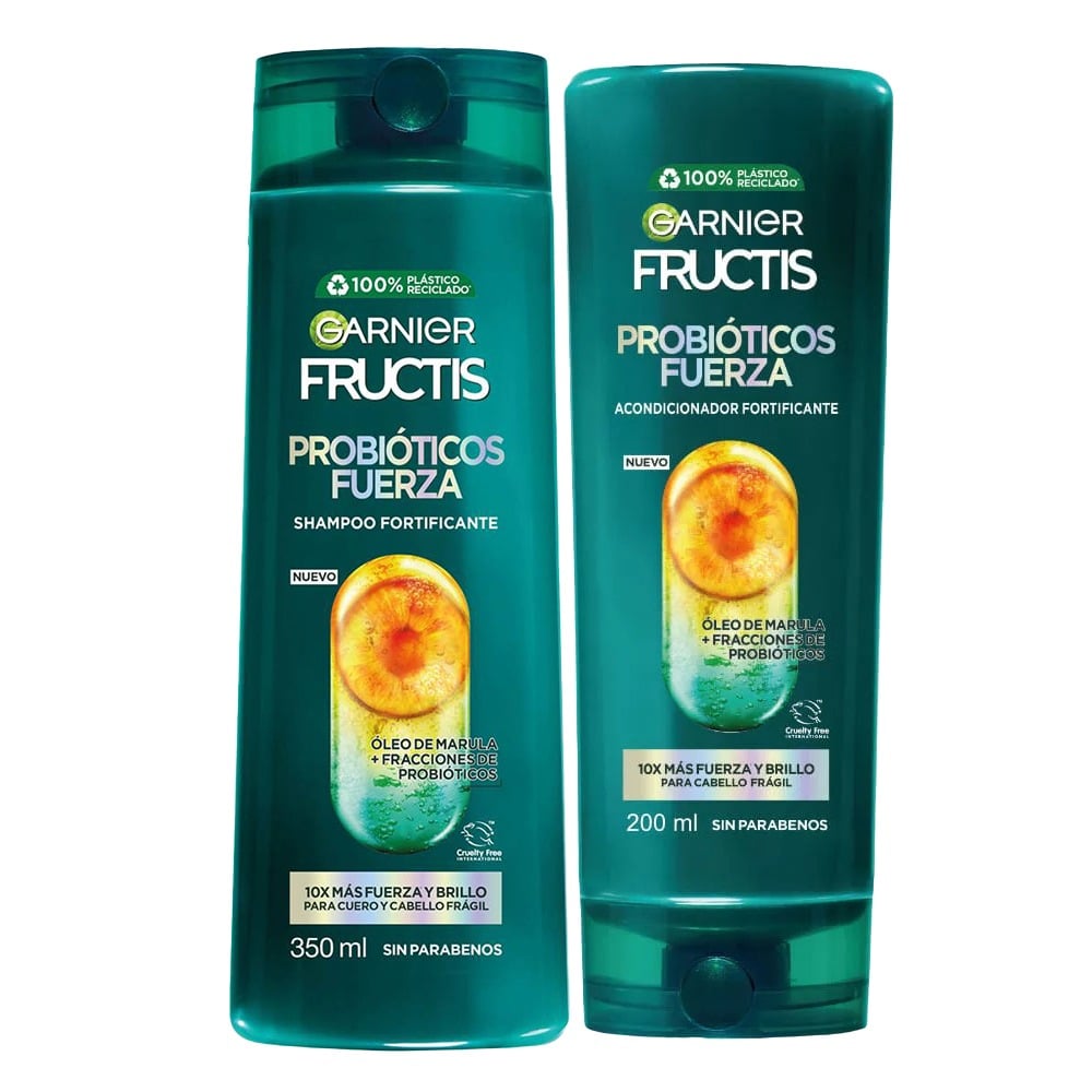 Pack Garnier Fructis Probióticos Fuerza Shampoo 350 ml + Acondicionador 200 ml