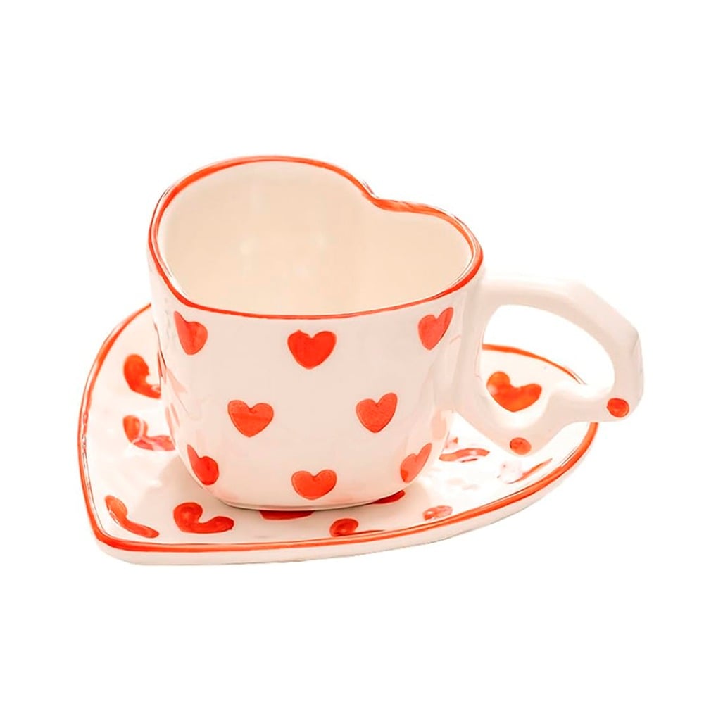 Taza Farma Hogar Corazones Rojos 1 Unidad