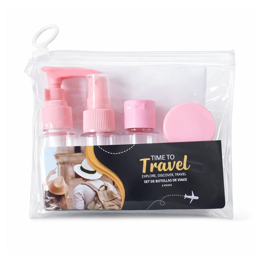 Set Travel Botellas de Viaje Rosado 6 Unidades