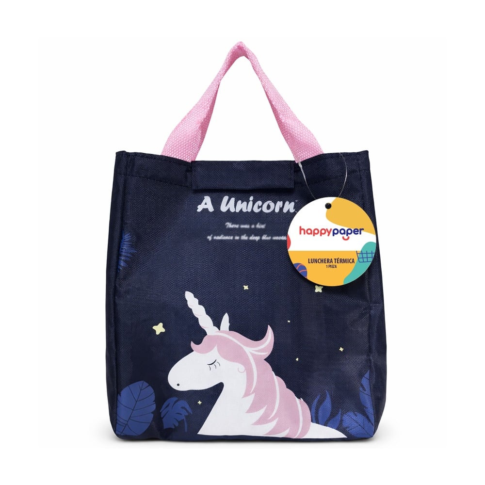Lunchera Happy Paper Azul con Diseño