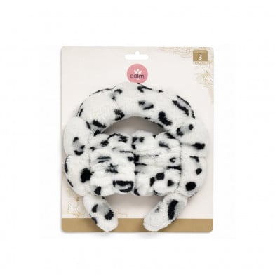 Set de Spa Calm Vincha + Muñequeras Blanco y Negro 3 Piezas