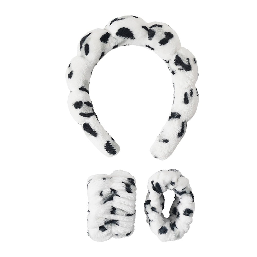 Set de Spa Calm Vincha + Muñequeras Blanco y Negro 3 Piezas 