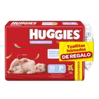 Pañales Huggies Natural Care Talle P 50 Unidades + Toallitas de Regalo