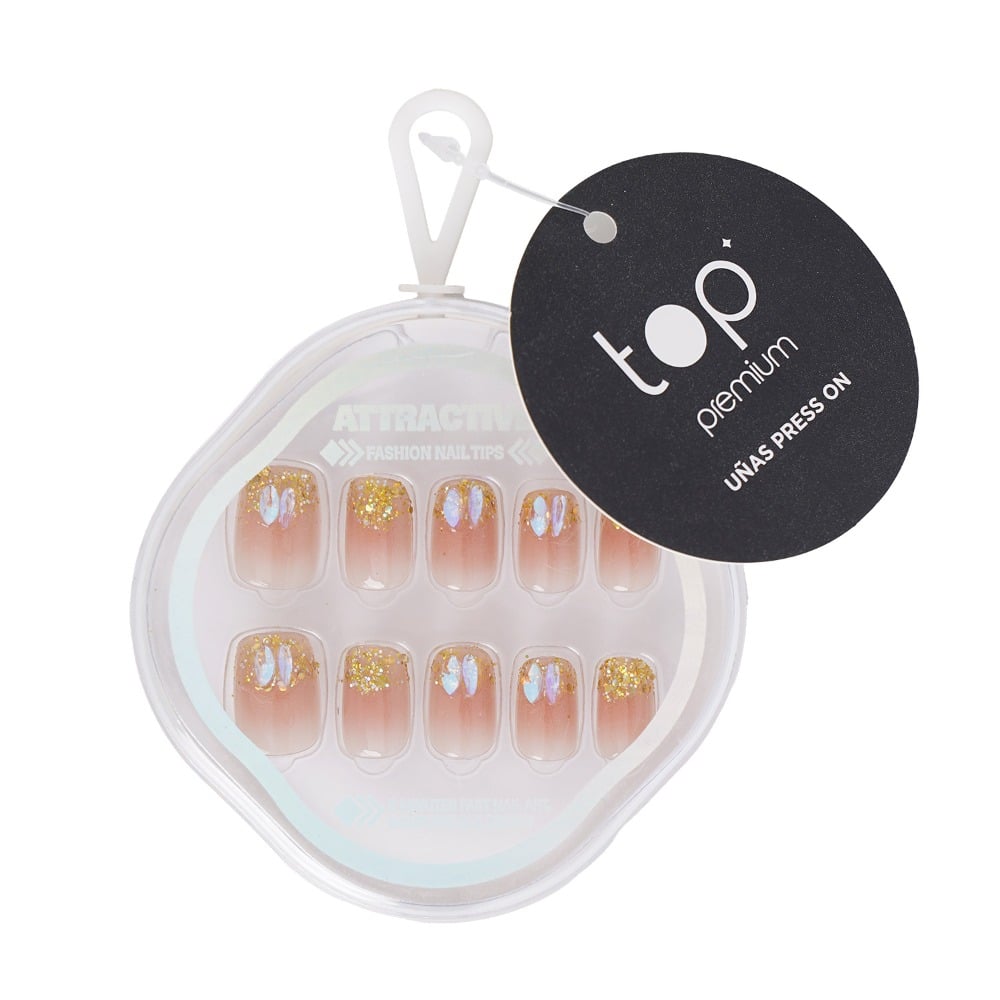 Uñas Adhesivas Top Premium Press On Brillos 30 Unidades 